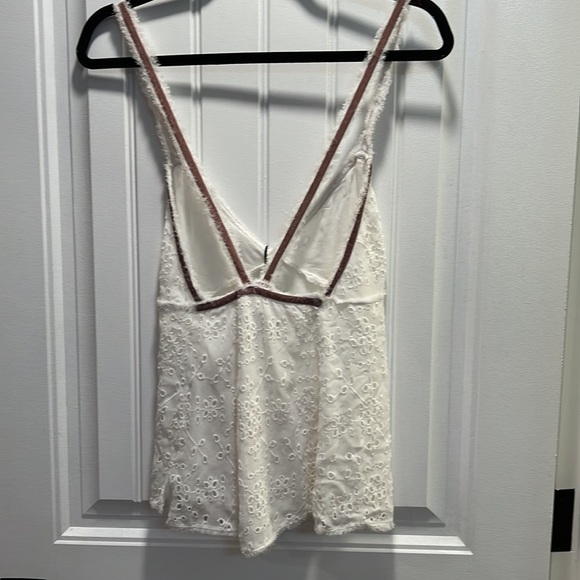 Zara Eyelet Spaghetti Strap Cami w/Lavender Velvet Ribbon Trim. Size Large. NWT - Picture 5 of 11